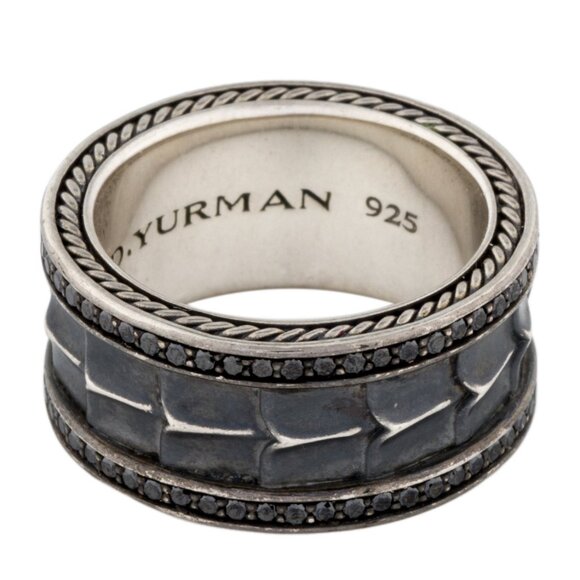 DAVID YURMAN STERLING SILVER 925 ARMORY DIAMOND BAND RING
